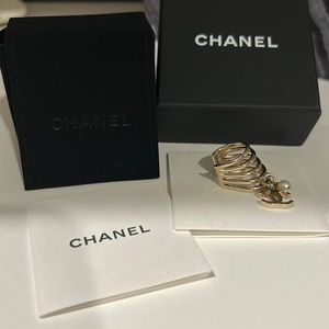 Chanel CC Logo with Drop Pearl Cuff Earring
